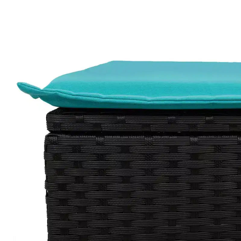 vidaXL Salon de jardin noir en résine tressée PE bleue, acier enduit de poudre, polyester