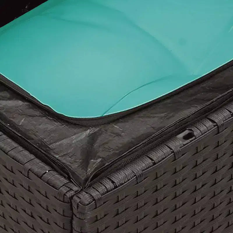 vidaXL Salon de jardin noir en résine tressée PE bleue, acier enduit de poudre, polyester