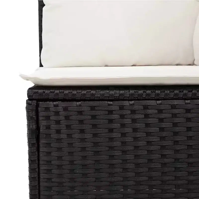 vidaXL Salon de jardin Noir, Blanc crème