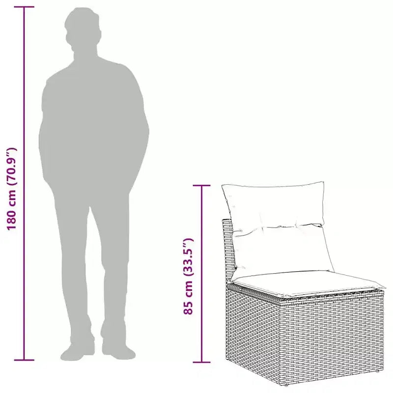 vidaXL Salon de jardin noir résine tressée 10 pièces Accoudoirs réglables