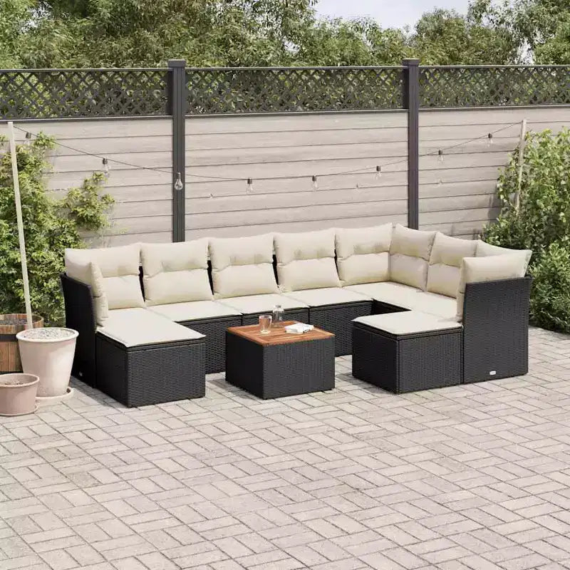 vidaXL Salon de jardin noir résine tressée 10 pièces Accoudoirs réglables