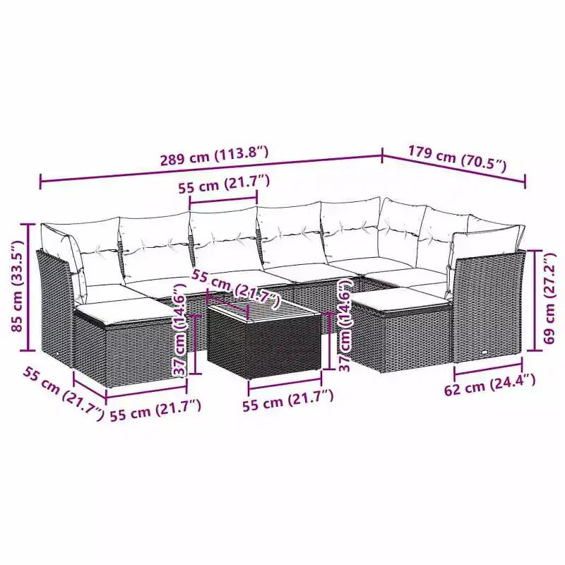 vidaXL Salon de jardin noir résine tressée 10 pièces Accoudoirs réglables
