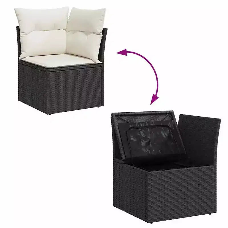 vidaXL Salon de jardin noir résine tressée 10 pièces Accoudoirs réglables