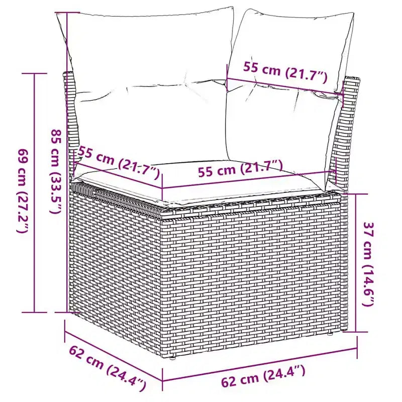 vidaXL Salon de jardin noir résine tressée 10 pièces Accoudoirs réglables