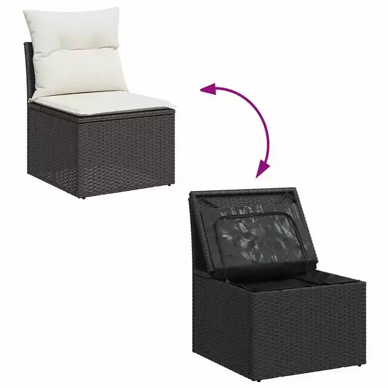 vidaXL Salon de jardin noir en résine tressée Grand salon de jardin modulable