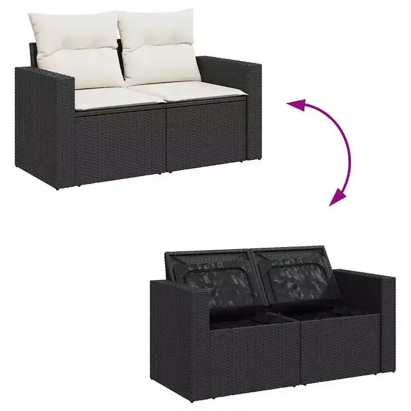 vidaXL Salon de jardin grand modulaire en résine tressée et acier noir et crème