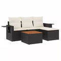 vidaXL 5 Piece Patio Sofa Set with Cushions - Black and Cream