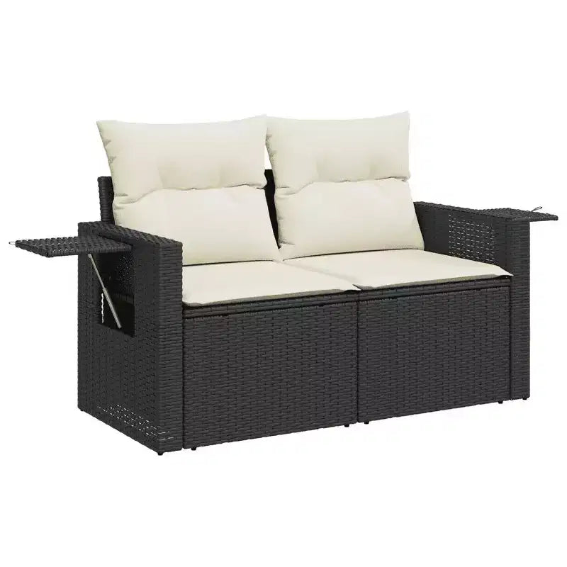 vidaXL Ensemble de canapés de jardin 5 pièces avec coussins - Noir et crème