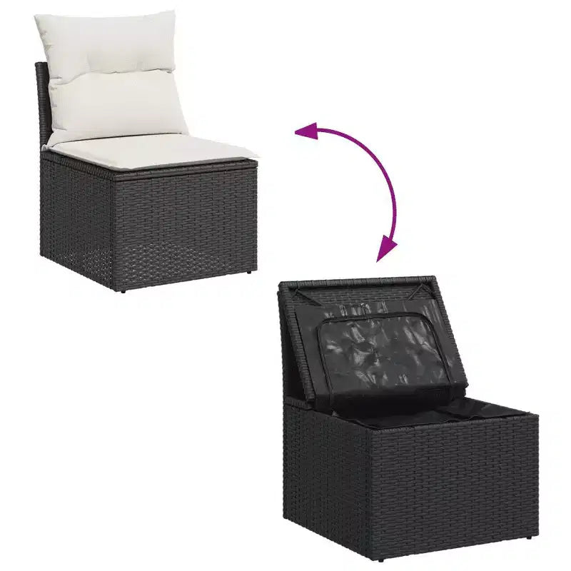 vidaXL Salon de jardin modulaire 12 pcs en résine tressée noir