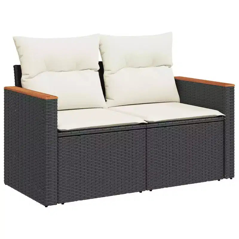 vidaXL Salon de jardin en résine tressée noir 6 pièces Modulable