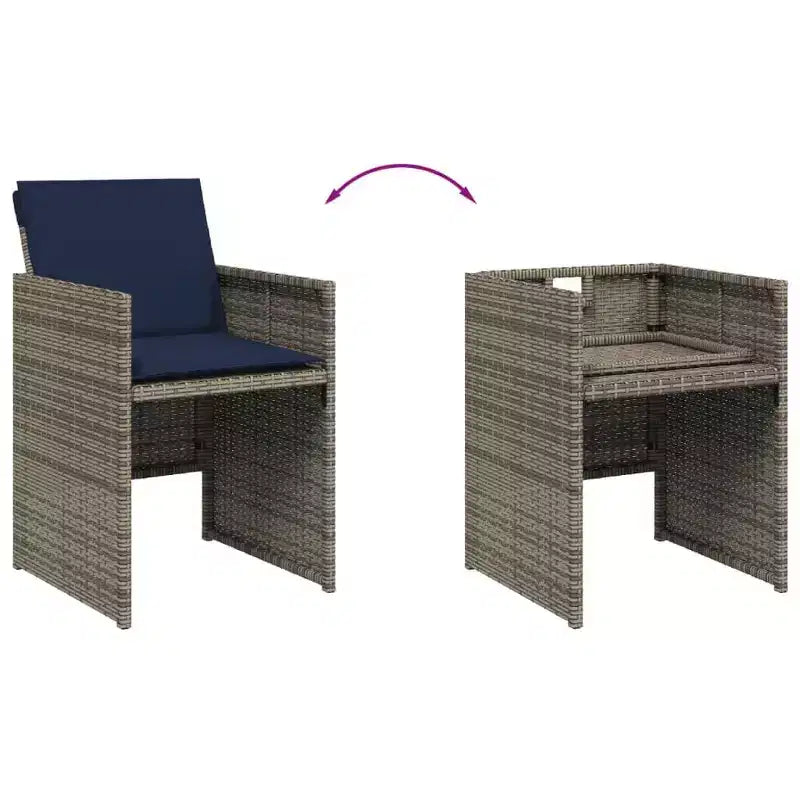 vidaXL Salon de jardin 17 pièces avec coussins en résine tressée gris