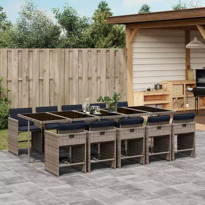 vidaXL Salon de jardin 10 pcs pliable en résine tressée gris