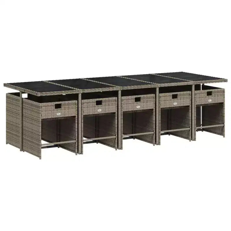 vidaXL Salon de jardin 10 pcs pliable en résine tressée gris