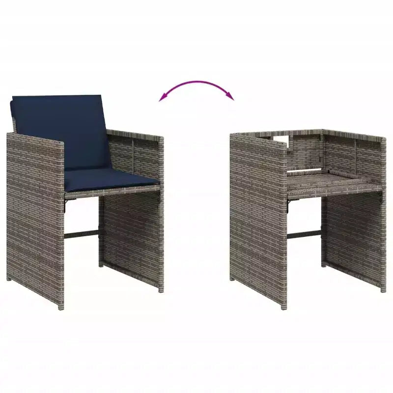 vidaXL Salon de jardin 10 pcs pliable en résine tressée gris