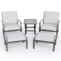 HAPPATIO 5 Piece Aluminum Outdoor Patio Furniture Set, Patio Chairs with Ottomans and Side Table, Patio Conversation Set for Porch Garden (Gray)
