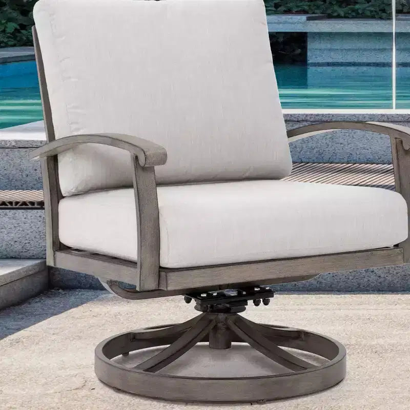 HAPPATIO Ensemble de mobilier d'extérieur 5 pièces en aluminium, chaises de patio avec poufs et table d'appoint, salon de jardin pour véranda (Gris)