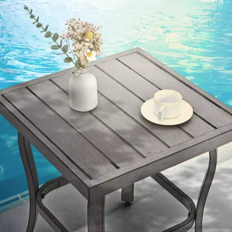 HAPPATIO Ensemble de mobilier d'extérieur 5 pièces en aluminium, chaises de patio avec poufs et table d'appoint, salon de jardin pour véranda (Gris)