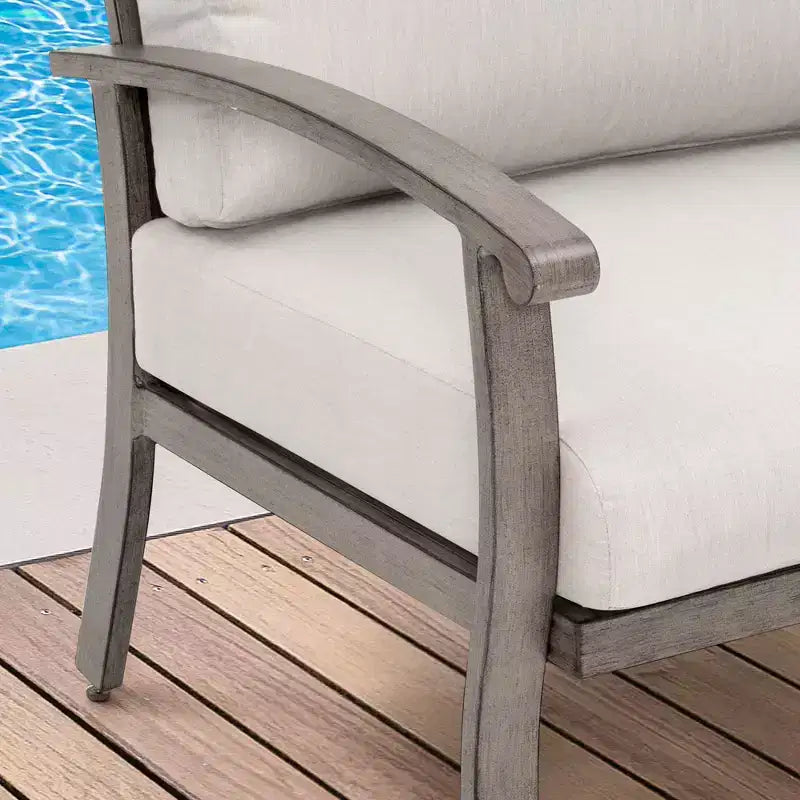 HAPPATIO Ensemble de mobilier d'extérieur 5 pièces en aluminium, chaises de patio avec poufs et table d'appoint, salon de jardin pour véranda (Gris)