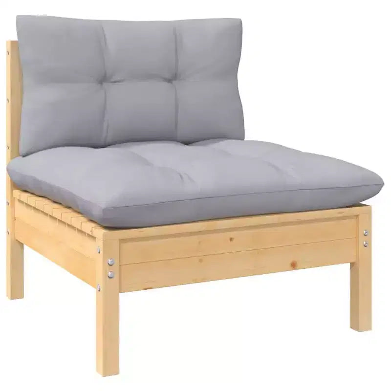 vidaXL Salon de jardin 13 pièces en pin massif avec coussins - Marron et gris