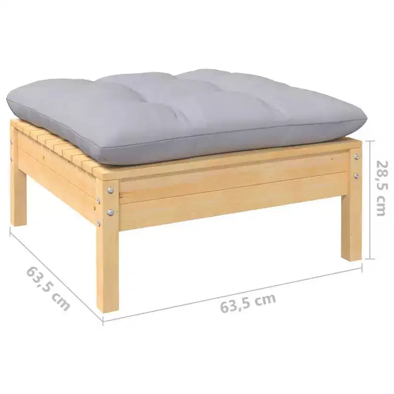 vidaXL Salon de jardin 13 pièces en pin massif avec coussins - Marron et gris