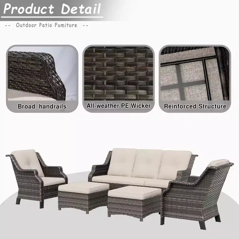Ensemble de conversation d'extérieur modulaire UPTIOT 5 pièces pour terrasse