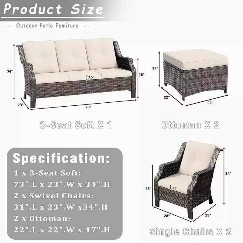 Ensemble de conversation d'extérieur modulaire UPTIOT 5 pièces pour terrasse