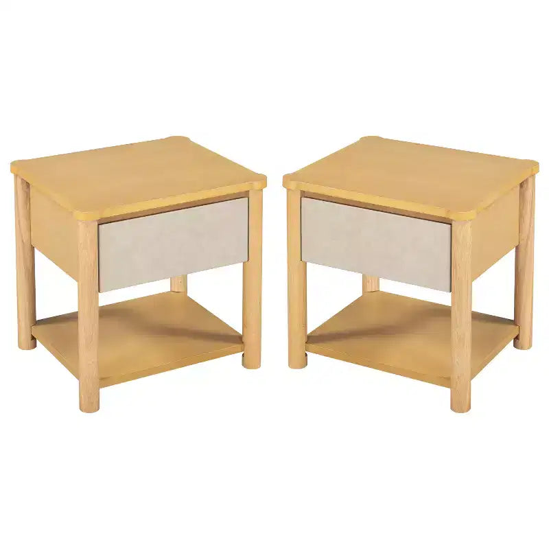Cadre de lit Queen/King avec 2 tables de chevet, lit plateforme en bois avec tête de lit et tables de chevet assorties - ModernLuxe