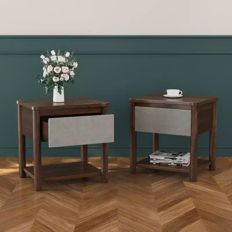 Cadre de lit Queen/King avec 2 tables de chevet, lit plateforme en bois avec tête de lit et tables de chevet assorties - ModernLuxe