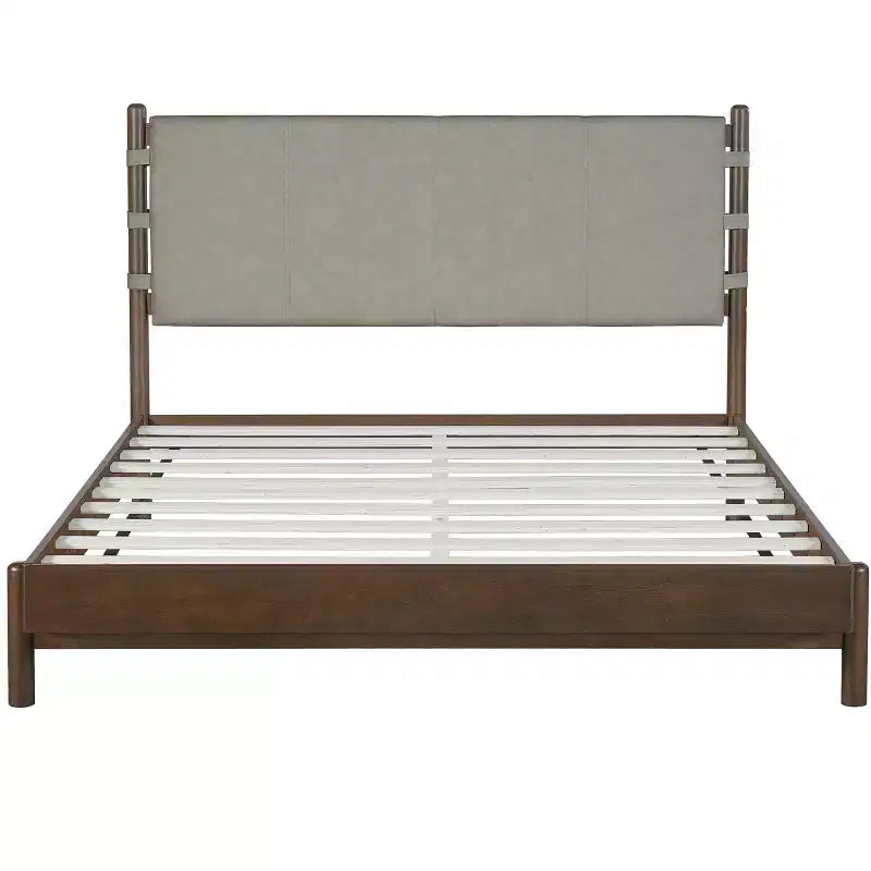 Cadre de lit Queen/King avec 2 tables de chevet, lit plateforme en bois avec tête de lit et tables de chevet assorties - ModernLuxe