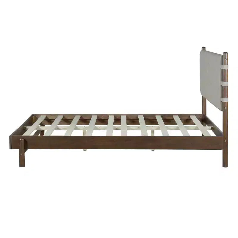Cadre de lit Queen/King avec 2 tables de chevet, lit plateforme en bois avec tête de lit et tables de chevet assorties - ModernLuxe