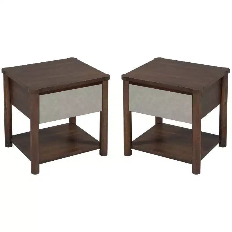 Cadre de lit Queen/King avec 2 tables de chevet, lit plateforme en bois avec tête de lit et tables de chevet assorties - ModernLuxe