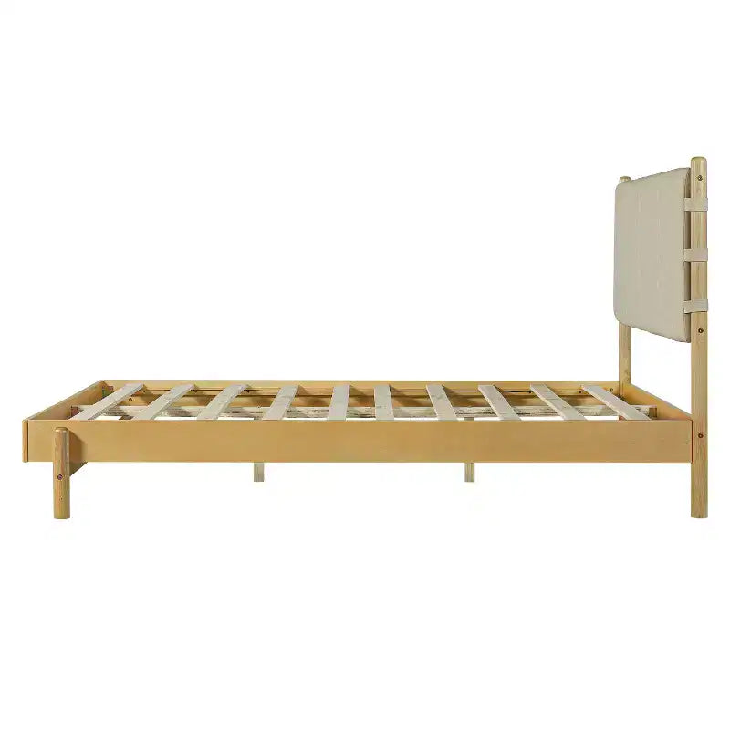 Cadre de lit Queen/King avec 2 tables de chevet, lit plateforme en bois avec tête de lit et tables de chevet assorties - ModernLuxe