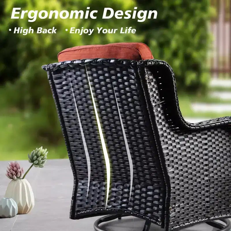 Ensemble de meubles de patio HOMLUX avec chaises pivotantes à bascule pour l'extérieur et table brasero