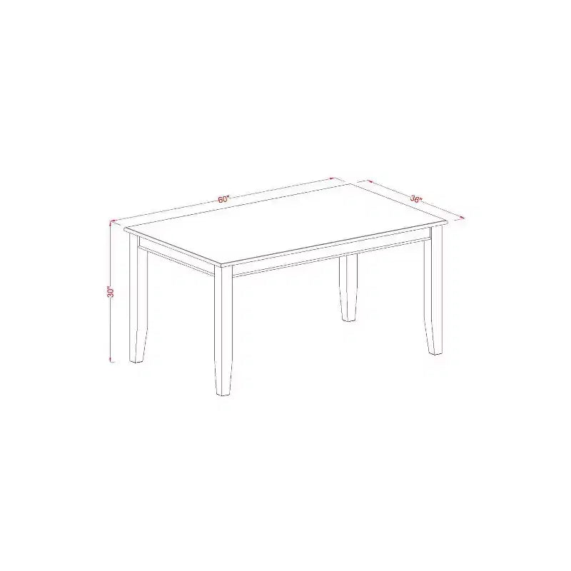 Ensemble de salle à manger méditerranéen 7 pièces - Table et 6 chaises - 36x60 pouces - Finition noire - HomeStock