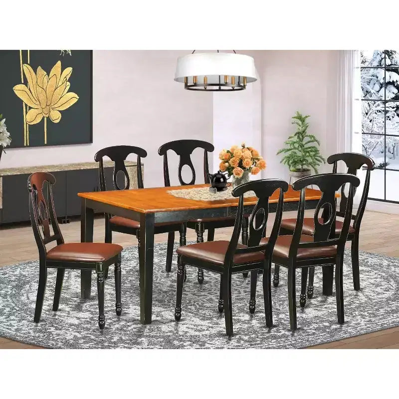 Ensemble table de salle à manger et 8 chaises - Bois massif - Fini cerisier - Meubles