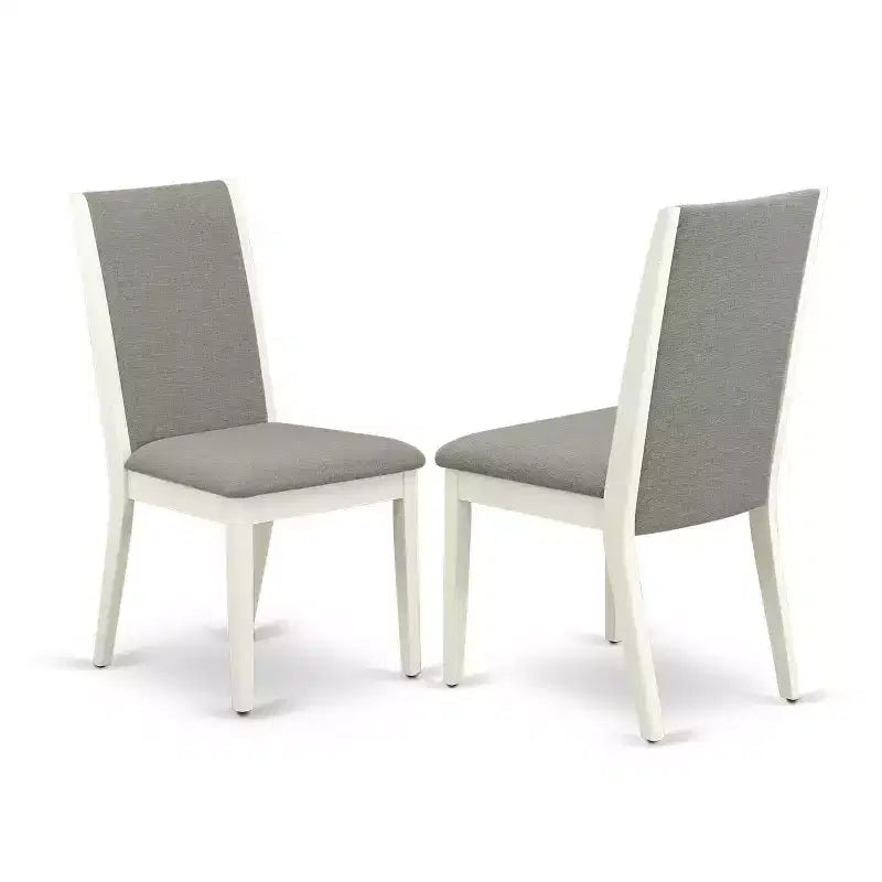 HomeStock Table de salle à manger 5 pièces rectangulaire en bois massif brossé, finition lin blanc, avec 4 chaises