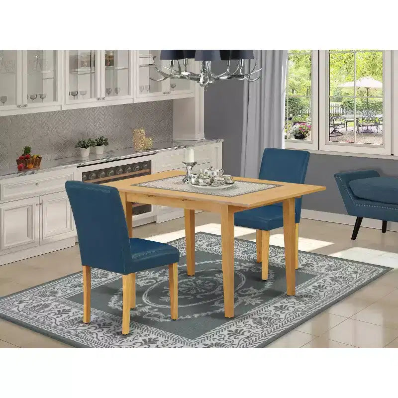 Ensemble Salle à Manger 3 pièces Table Rectangulaire avec Rallonge et 2 Chaises Parsons - Design Oasis du Sud-Ouest