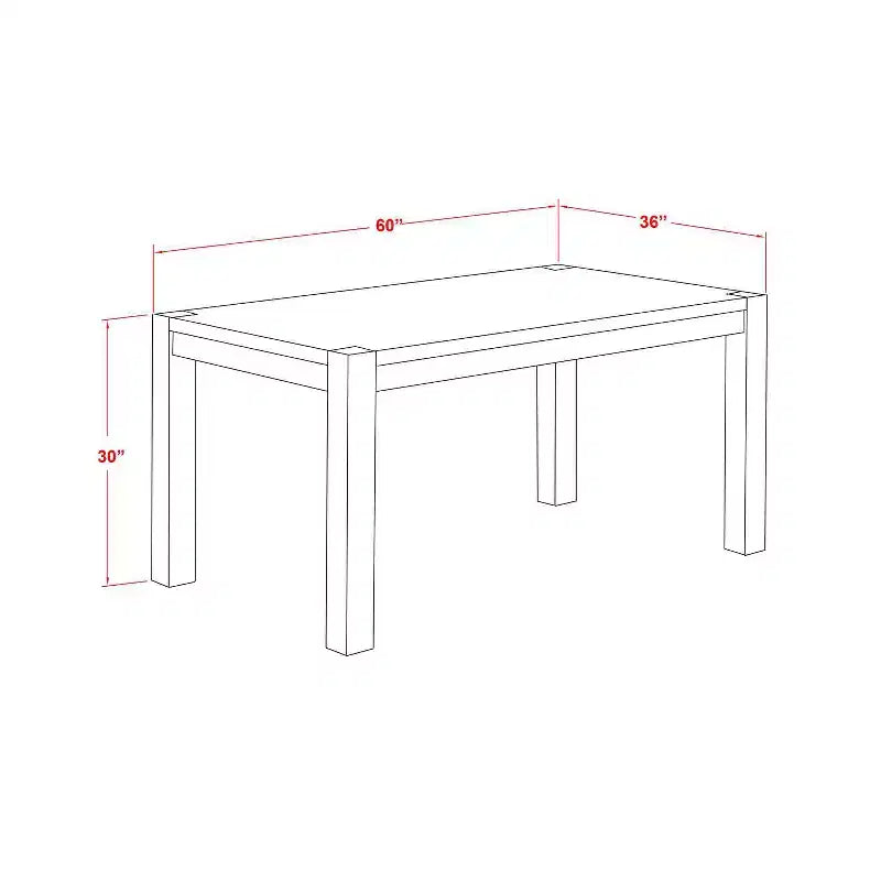 Ensemble de salle à manger rectangulaire capitonné, 5 pièces, plateau en bois massif multi-couleur - 4 places