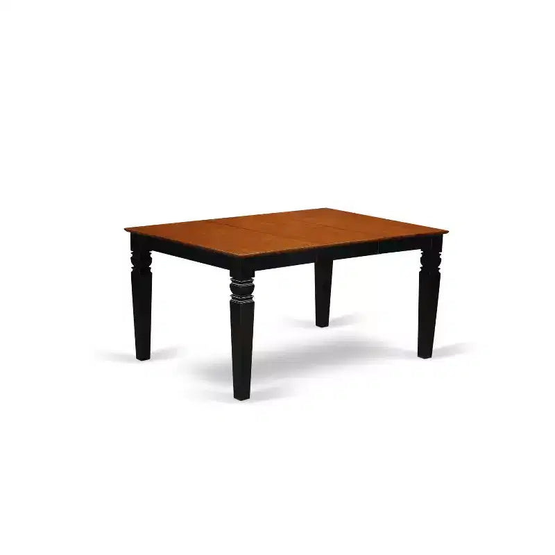 HomeStock Table à manger rectangulaire 7 pièces avec plateau en bois massif finition noir et cerisier et 6 chaises
