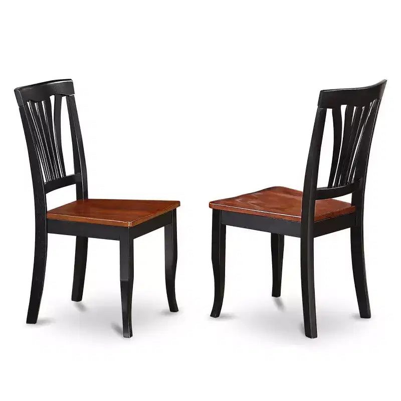 Ensemble de dinette vintage 3 pièces - Table ronde et 2 chaises - Fini noir cerise - Cuisine salle à manger