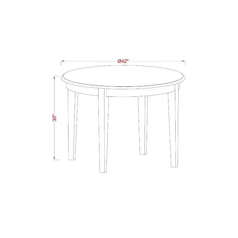 Ensemble de salle à manger 3 pièces avec table ronde en bois massif finition blanc lin