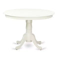 3-Piece Linen White Finish Solid Wood Top-Round Dining Room Set-Seats 4