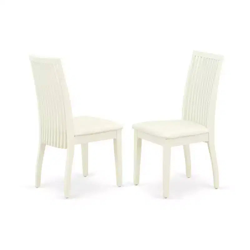 Table de salle à manger HomeStock 5 pièces ovale, dessus en bois massif finition lin blanc, avec 4 chaises et rallonge papillon