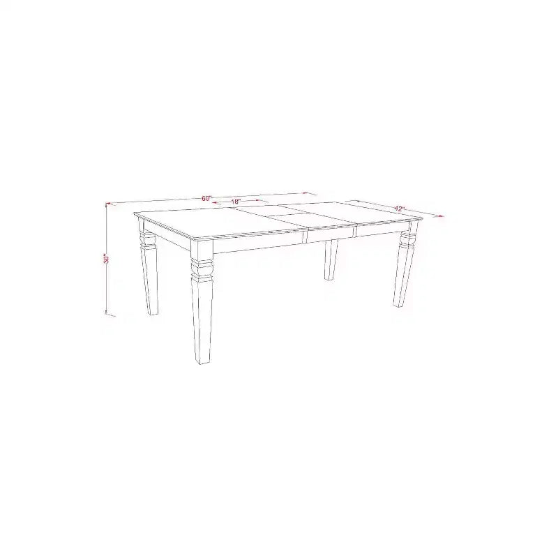 Ensemble de salle à manger antique - Table rectangulaire et 4 chaises - Dossier double en X - Confort et style