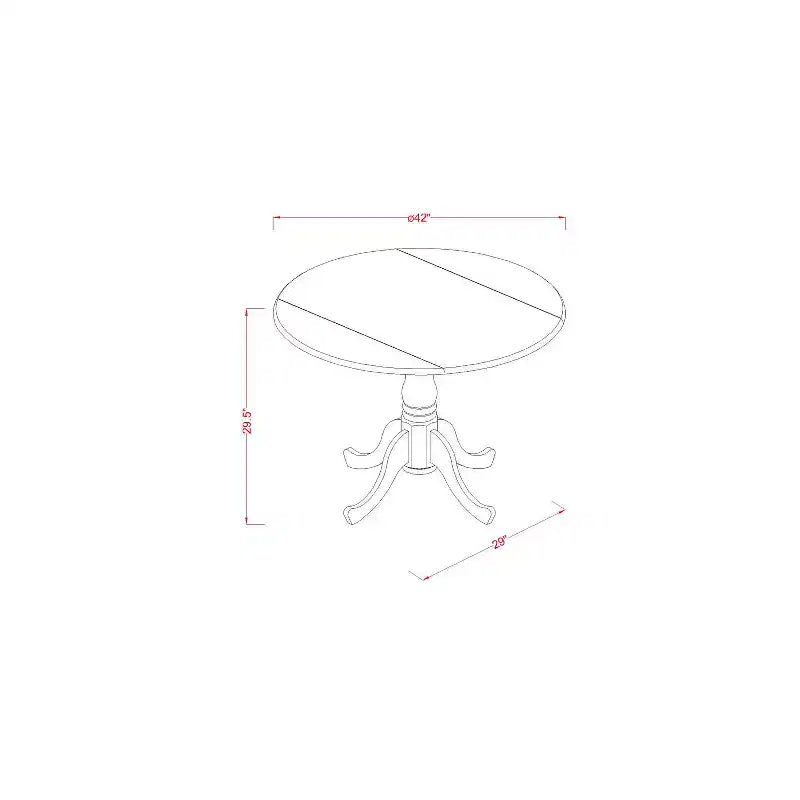 Ensemble table à manger ronde - Table de cuisine 3 pièces avec chaises, 107 cm, finition cerise noire