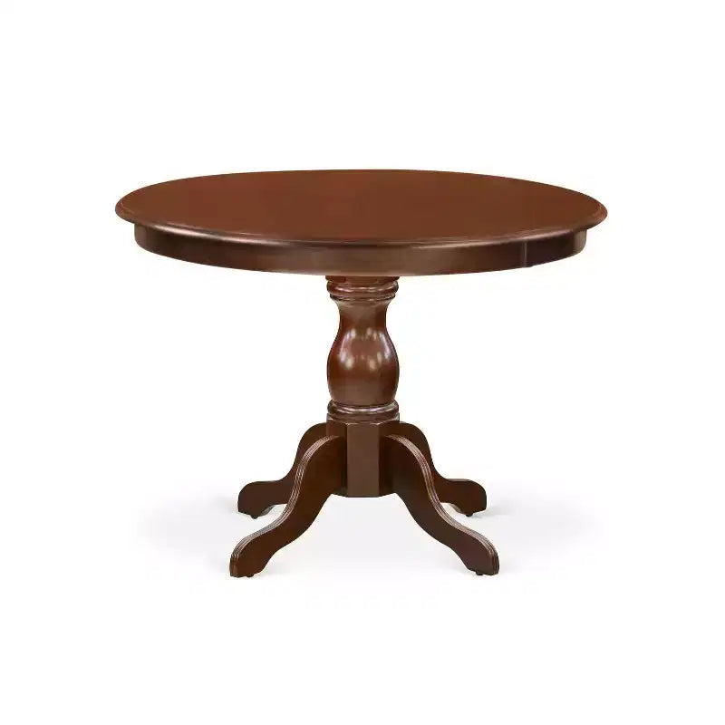 Ensemble de salle à manger 5 pièces avec table ronde en bois massif finition acajou et 4 chaises Parson avec