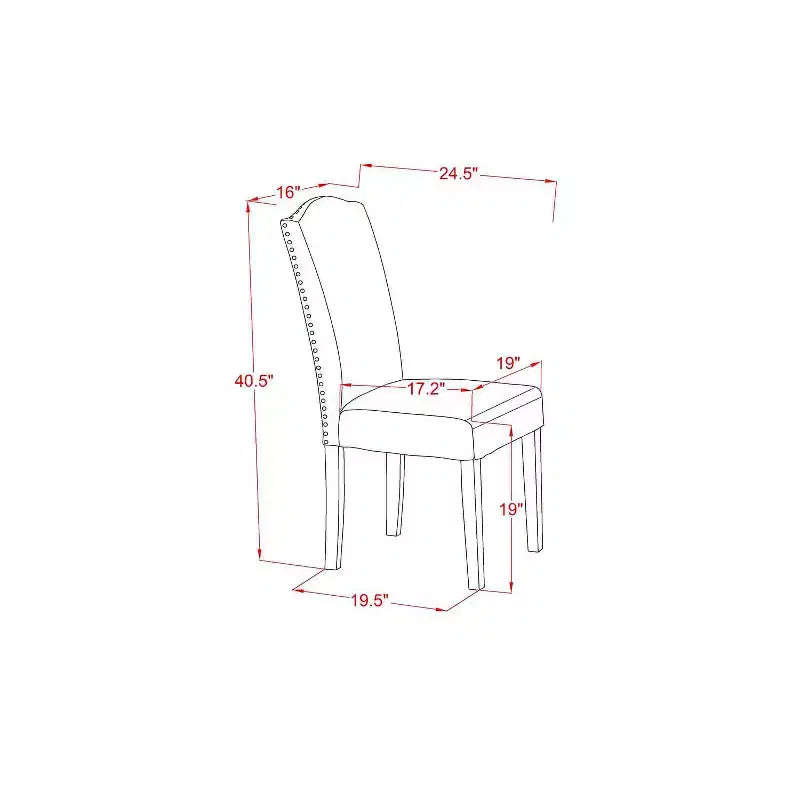 Ensemble de salle à manger 5 pièces avec table ronde en bois massif finition acajou et 4 chaises Parson avec