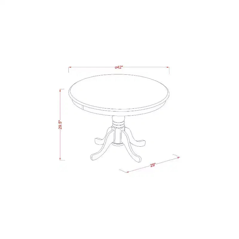 Ensemble de salle à manger 5 pièces - Table ronde et 4 chaises - Assise en bois - Finition acajou - HomeStock