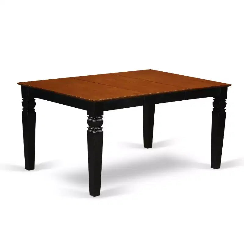 HomeStock 5-Piece Rectangle Black and Cherry Finish Solid Wood Top Dining table with 4 Chairs