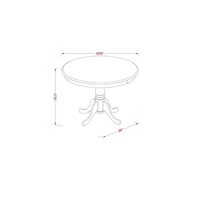 Ensemble de salle à manger 3 pièces – Table ronde et 2 chaises pour petites cuisines – Finition acajou de 36 pouces